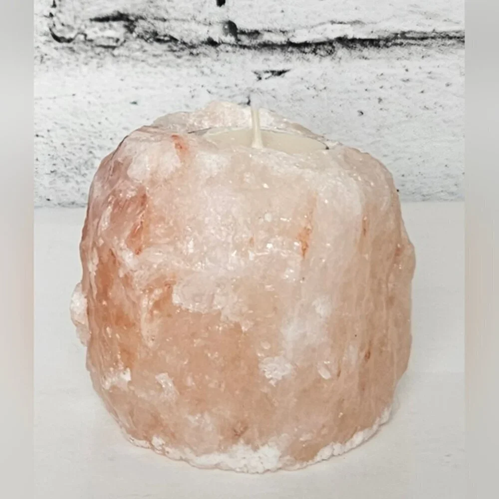 Himalayan Salt Rough Natural Crystal Rock Candle Holder Set